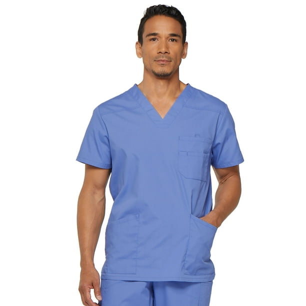 BRAND NEW Dickies EDS Unisex Medical Scrub V-Neck Top w/First Aid Logo Blue
